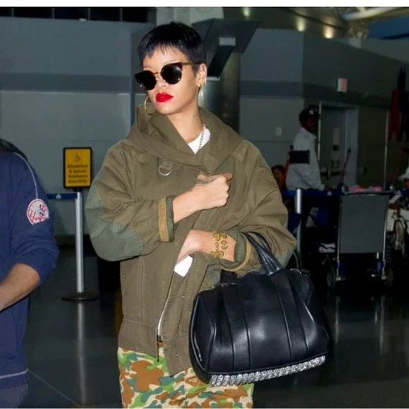 ALEXANDER WANG Pebbled Lambskin Rockie Duffel in Black  and Nickel hardware - Picture 2 of 15